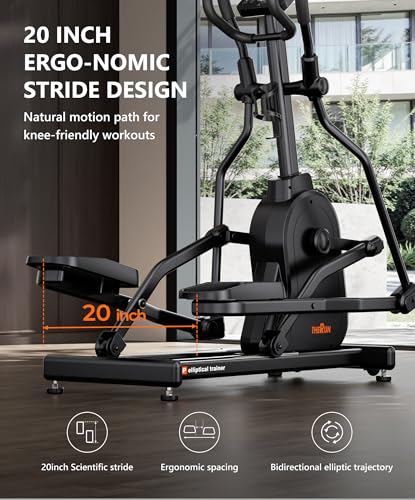 Image of THERUN Elliptical Exercise Machine, Electric Elliptical Machine for Home Use, Magnetic Elliptical Training Machines with 20IN Stride & 32-Level Resistance, 350LB Capacity, App Connectivity