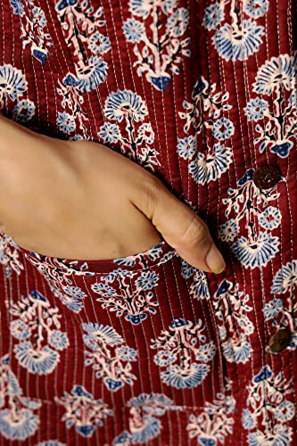 Image of Ravaiyaa - Attitude is everything Women's Floral Printed Reversible Quilted Jacket Coat Blazer Jacket Sleeve Less Waistcoat