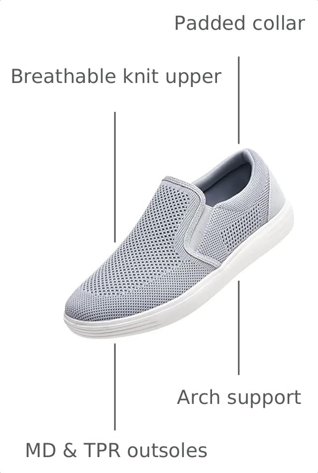 Image of konhill Mens Slip On Loafers Sneakers - Casual Knit Walking Shoes for Men, Lightweight Breathable Memory Foam Boat Shoes, Comfortable Slip-On Driving Loafers for Work Travel Beach