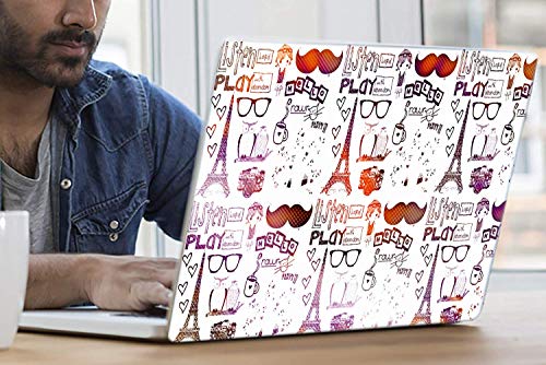 Image of GalaxsiaTM Paris Listen Play Vinyl Laptop Skin /Sticker /Cover /Decal Compatible for Any 13 inch-13.3 inch Inches Laptop (Hp /Dell /Sony /Acer /Lenovo /Asus. Etc) Or Notebook.