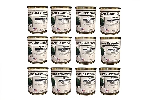 Future Essentials New Case of Freeze Dried Spinach #2.5 Can / 2 oz per can | Jarred and Packed Emergency Food Supply | Hunting, Survival, Camping, Backpacking Long Term Food Storage 25+ years shelf life | Easy Prep Survival Food