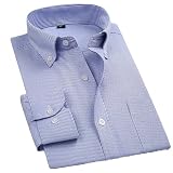 Men's Casual Long Sleeved Shirt Plaid Striped Spring Slim Fit Business Dress Button Down Shirts NJF18 Asian 3XL Label 43