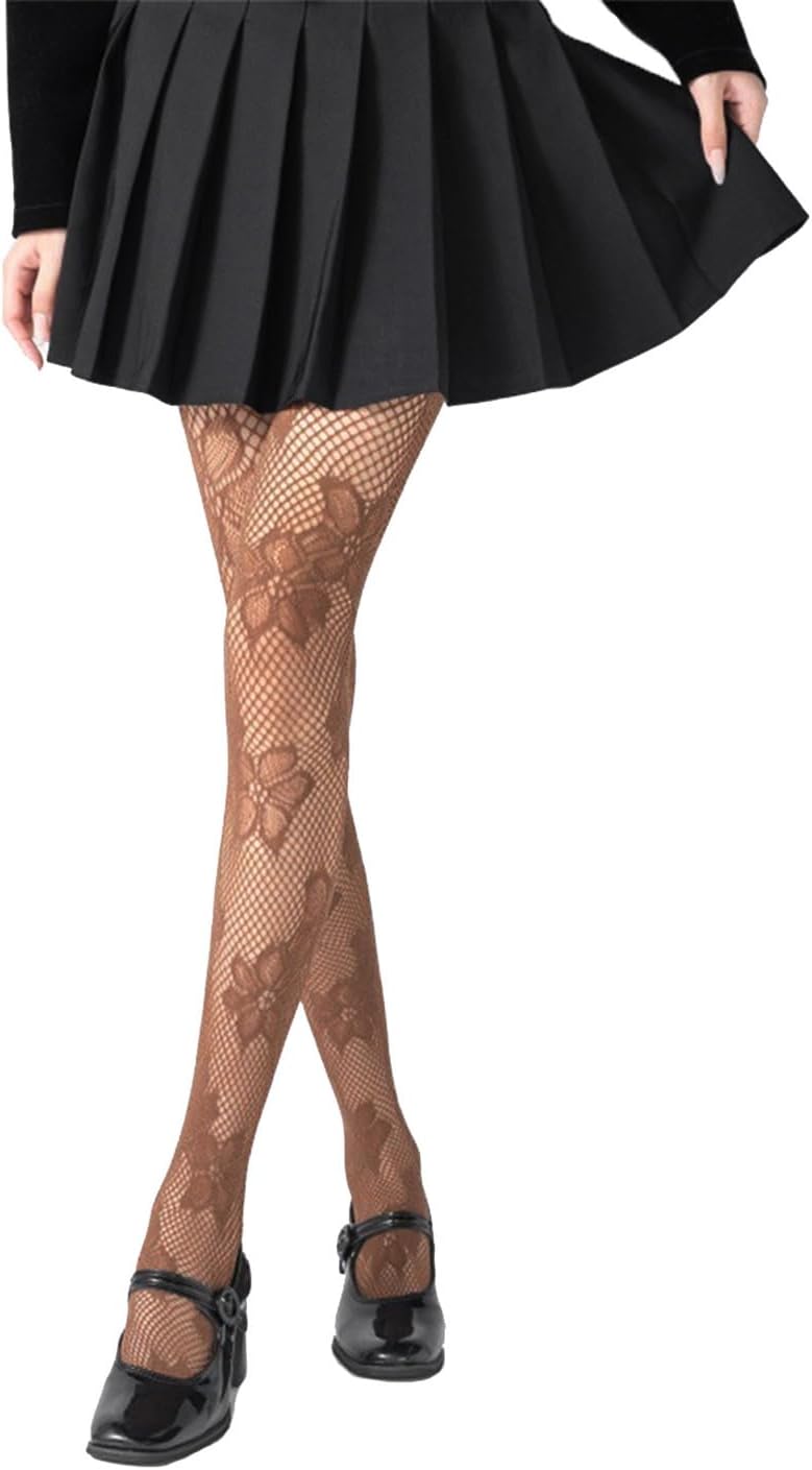 Mrotrida Women's Floral Patterned Fishnet Tights Y2k Gothic Flower Lace See Through Pantyhose Stocking - Image 3