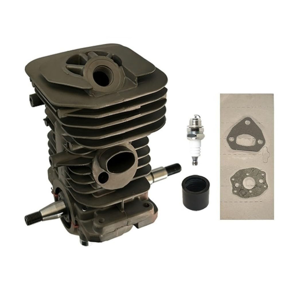 Kit de repuesto para motosierra Brand X 136 137 141 142, kit de pistón cilíndrico de 38 mm 40 mm con conexión de carburador, junta y tubo de aspiración, kit de reparación de motor gris