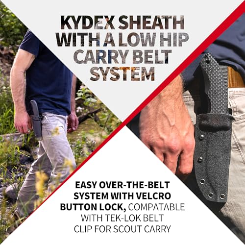 Off-Grid Knives - Backcountry Blackout V2 Fixed Blade with Cryo D2 Blade Steel, Full Tang, Grippy G10 Scales, Kydex Sheath with Lo-Pro Belt Clip, Camping, Hunting, Bushcraft, Survival - Image 6