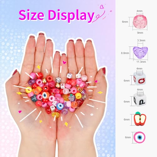 Image of 4 Boxes Pony Beads 72 Colors 9mm Friendship Bracelets Making Kit, Rainbow Kandi Beads Bulk Letter Beads for Name Bracelets Jewelry Making Crafts with Elastic String for Mothers Day Gifts