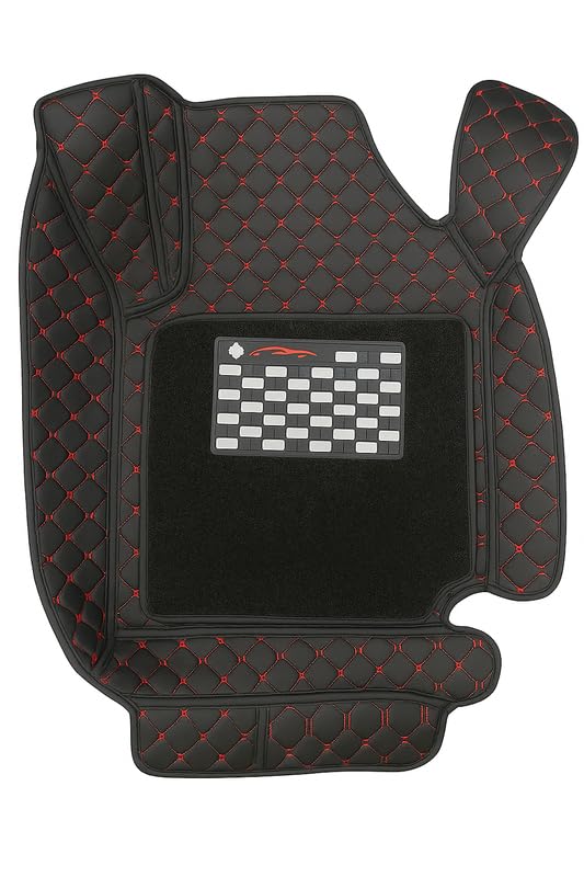Image of SINEX Premium 7D car mat Full Set for Maruti Suzuki Alto K10 (Model : 2015-2025) Luxury Leather Double Car Floor Mat Complete Set || 100% Waterproof and Washable Color : Black-Red (Design-1)