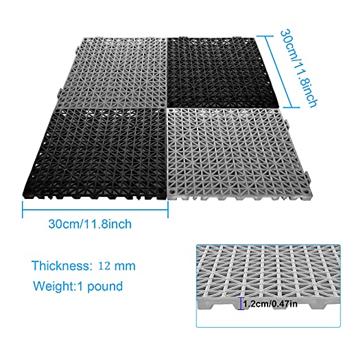 12 Pack 12" X 12" Interlocking Shower Cushion Mat Non-Slip Rubber Floor Tiles Diy Size Non-Slip Shower Bath Tile Splicing Waterproof Drainage Mat For Drain Pool Deck Patio Yard #TOP1