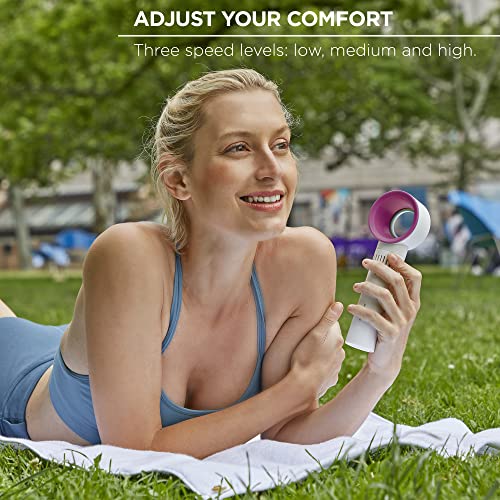 Merkury Innovations Whirlwind Personal Cooling Fan, No Blades, Rechargeable With Usb Cable, Mini Bladeless Fan For Travel, Handheld Or Hands-Free, Pink #TOP3