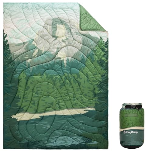 KingCamp Manta Camping Ultraligera Impermeable Cálida Manta de Viaje con Botones 200x145 cm Manta Multiusa para Interiores Senderismo Oficina Viaje Aviones