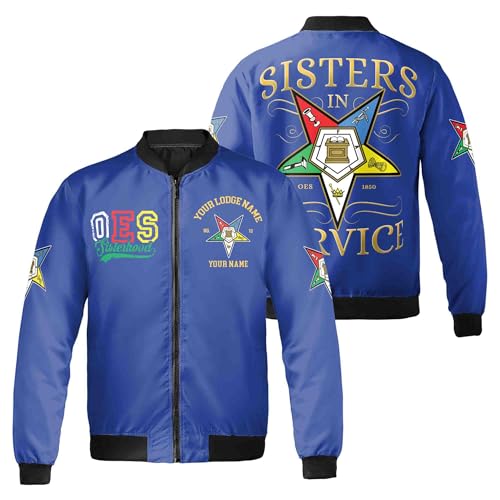 Custom Name Chapter Name OES Order Of The Eastern Star Sisters In Service Bomber Jacket