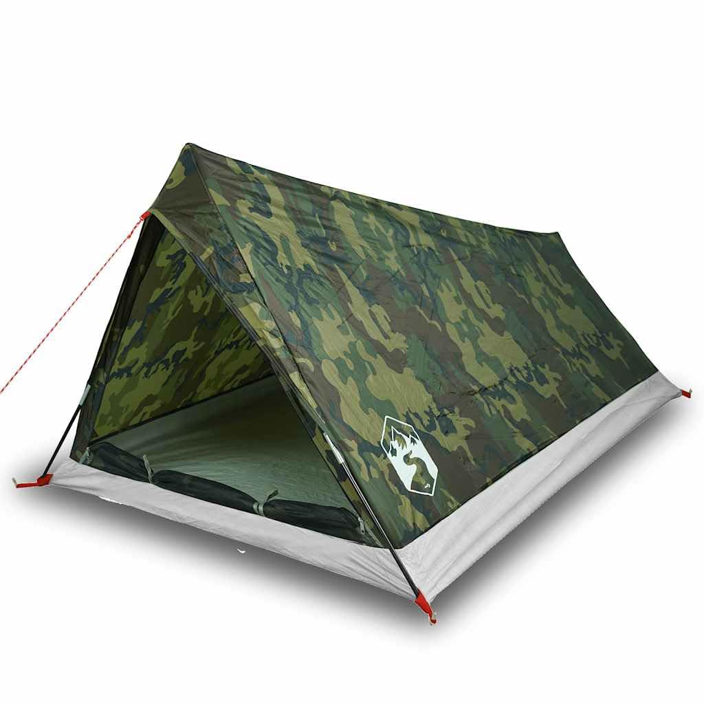 Campingzelt für 2 Personen, wasserdicht, Olivgrün, leicht 1,4 kg, mit E-Port und Doppelreißverschluss, 185T Polyester mit PU-Beschichtung, 212 x 132 x 90 cm