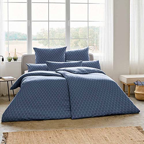 ESTELLA Bettwäsche Tizian | Navy | 135x200 + 80x80 cm | bügelfreie...