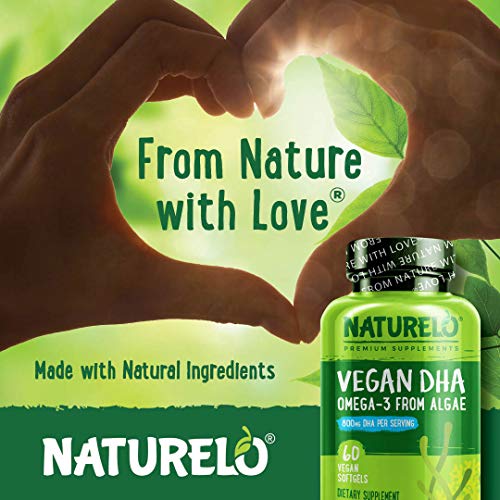 Naturelo Vegan Dha - Omega 3 Oil From Algae - Supplement For Brain, Heart, Joint, Eye Health - Provides Essential Fatty Acids For Women, Men And Kids - Complements Prenatal Vitamins - 60 Softgels #TOP6