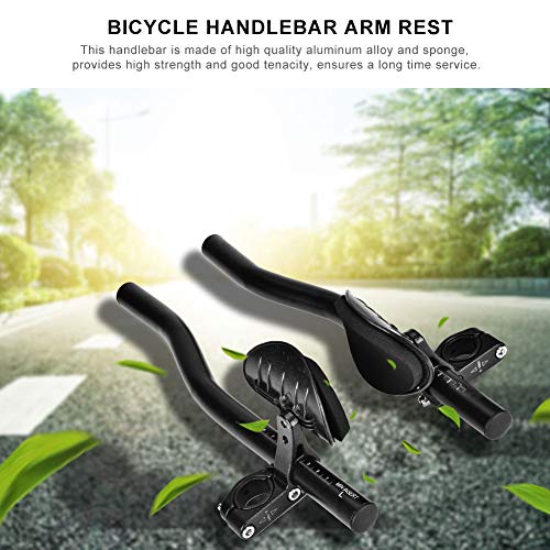 Bicycle Aero Bars, Aluminum Alloy Bike Armrest Handlebars Arm Rest Clip TT Handlebar for Triathlon Time Bicycle Cycling Aerobars Suitable for Mountain Bike and Road Bike
