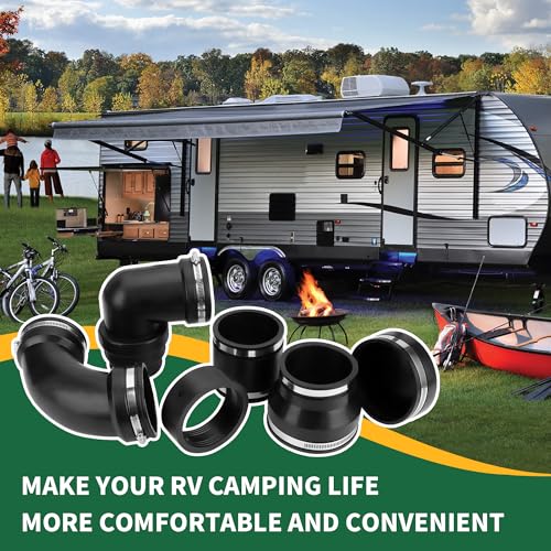 Image of RV and Camper Sewer Waste Plumbing Connection System Kit with Slip Fit Coupling Adapter, for 3inch PVC Pipe RV Sewer Hose Fittings RV Sewer Adapter