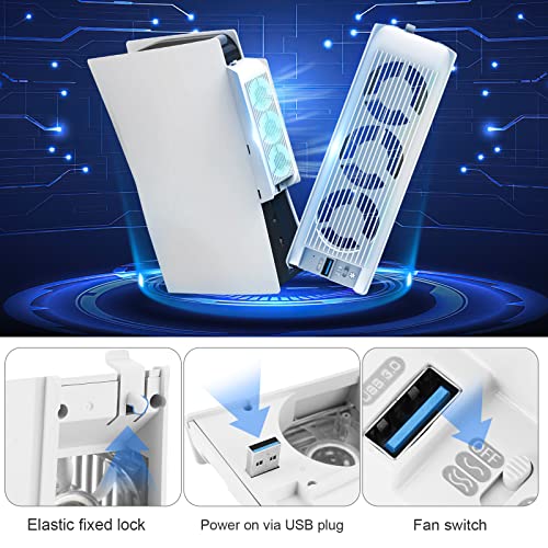 Cooling Fan For Ps5 Accessories With 3 Cooling Fans, Luckit Upgraded Quiet Cooler Fan With Usb Port And Led Light For Playstation 5 Console Digital #TOP3