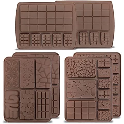 6 pcs Break-Apart Chocolate Mold, VEINARDYL Silicone Waffle Molds Protein and Energy Bar Molds for Fondant Candy Wax Melt Cover