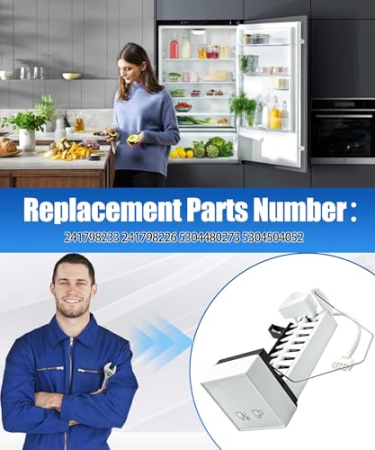 Image of 241798233 Refrigerator Ice Maker Replacement Fits for Frigidaire Freezer | Fits for Electrolux Kenmore Crosley Refrigerator, Replaces 241798226 5304480273 5304504052, White
