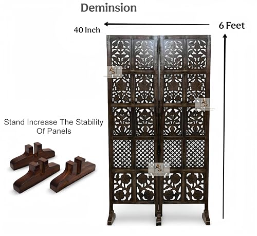 Image of Wooden Partition for Living Rooms Wall Dividers,Screen Separator Wall Divider for Hall Wall Panels for Living Room /Kitchen /Bedroom /Office /Restaurant (2-Panel with Stands)