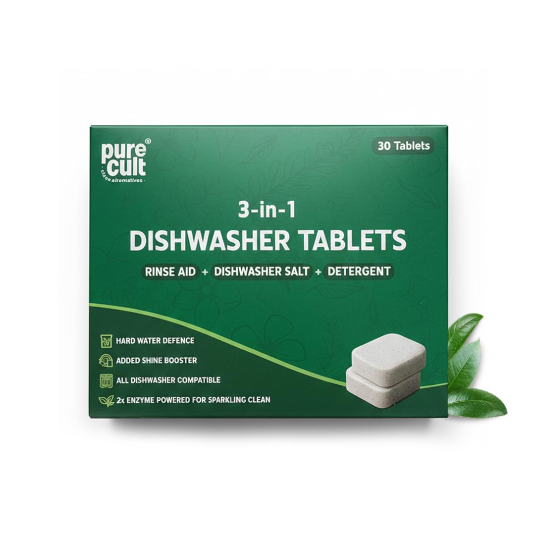 3 in 1 Dishwasher Tablets | Rinse Aid, Dishwasher Salt and Detergent | No residue formula | Tough on grease and Adds Shine | Suitable for all dishwasher models | Hardwater suited | Pack of 30