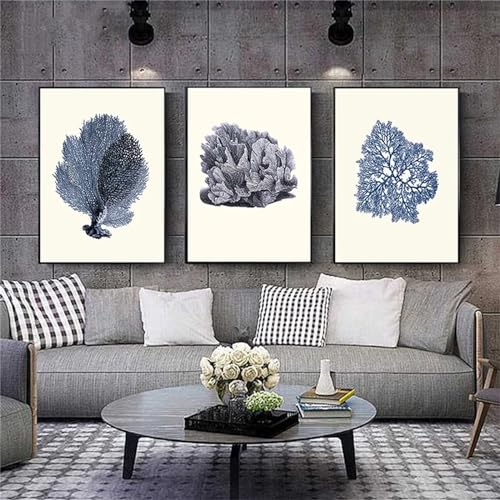 Peinture Diamant Adulte Bleu Végétal Kit 3 Pack pour Décoration Murale