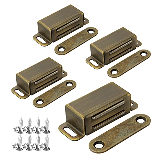ASelected Magnetic Door Catch Magnetic Catches for Cupboards Stainless Steel Magnets for Small Cabinet Door Drawer Latch Cupboard Closet Closer 4 Pack 8 KG Pull Strong Bronze