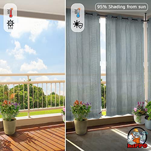 HIPPO 230 GSM Outdoor Sun Blocking Balcony Eyelet/Grommet Curtains Sun & UV Protection, Light Filtering 3FTX7.5FTDoor Curtain (Country-Blue)