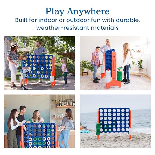 Image of ECR4Kids Jumbo 4-to-Score Giant Game with 42 Rings and Reset Sliders, Kids Games, Blue /Orange