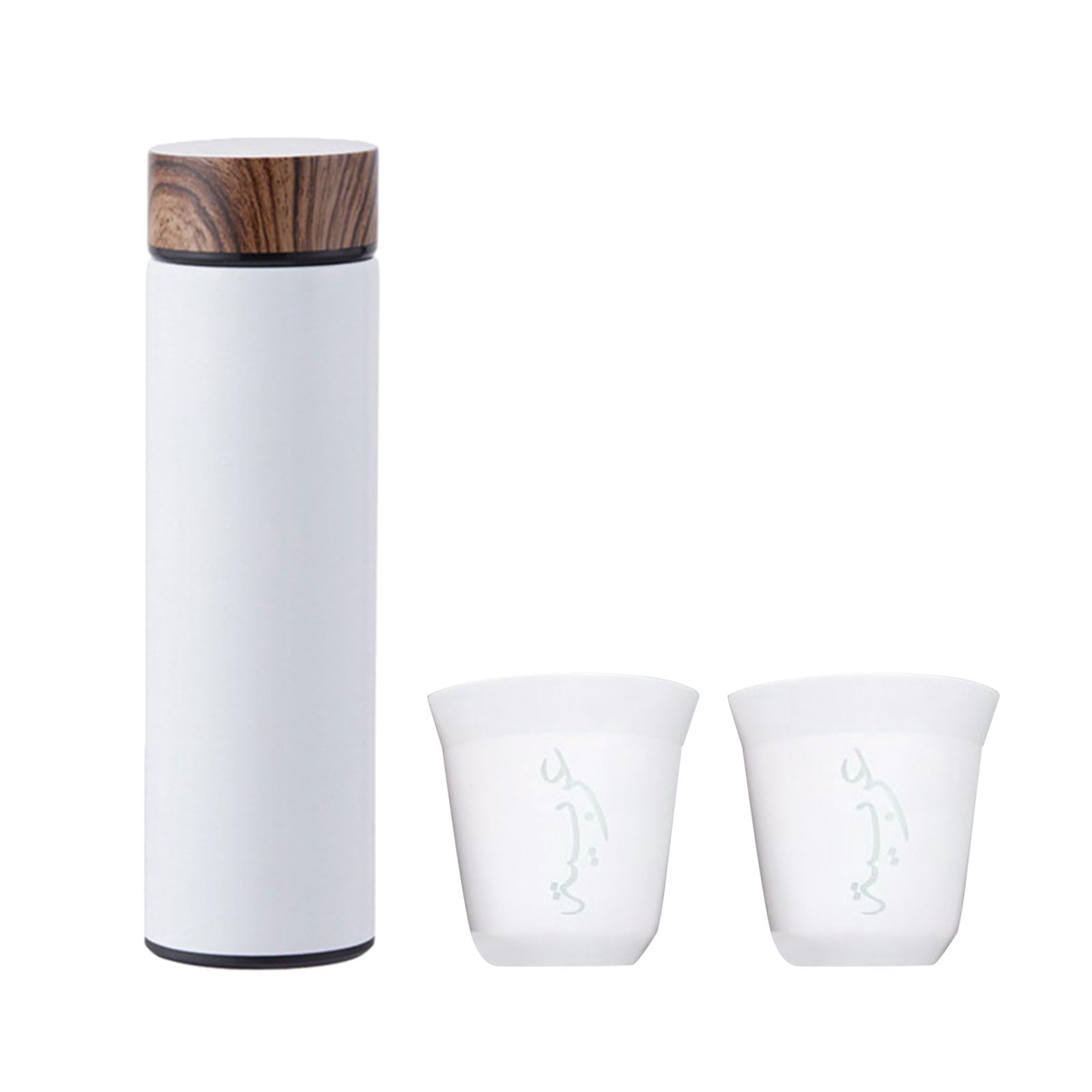 Tsophreniq Insulated Cup and Coffee Cups Set Wood Pattern Cover Beverages Container Cups Stainless Steel Drinkwares for Traveler Insulated Cup Set