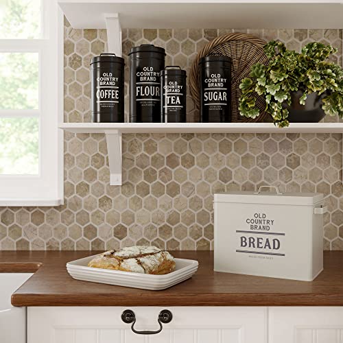 Barnyard Designs Decorative Nesting Kitchen Canister Jars With Lids, Black Metal Rustic Vintage Farmhouse Container Decor For Flour Sugar Coffee Tea Storage, Set Of 4, Largest Is 5.5" X 11.25" #TOP4