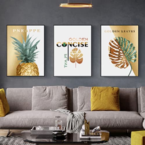 Affiche ananas doré pour créer un salon scandinave chic