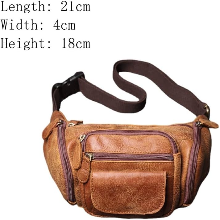 Men's Sports Waist Bag Crossbody Single Layer Cowhide Shoulder Sling
