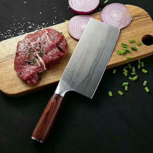 MAYiT Meat Cleaver Knife, 7 Inch Sharp Chef Knife Handmade Forged High-carbon Clad Steel Kitchen Knives Cleaver Filleting Slicing Broad Butcher knife