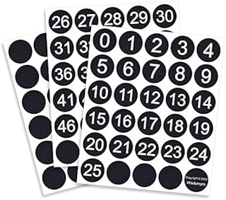 Wisdompro 0 to 50 Vinyl Consecutive Number Stickers, 2 Sets of 1.5 inch Round Self Adhesive Number Labels, Waterproof Labels for Inventory, Organizing, Lockers, Storage Boxes, Bins, Mailbox - Black