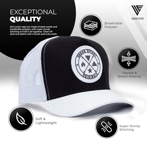 Image of Urban Effort Trucker Hat for Men - Mesh Back Baseball Cap, 5 Panel Snapback Hats for Men and Women