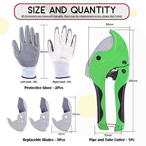 Hilitchi 5Pcs Pipe And Tube Ratcheting Cutter Kit With Protective Gloves Pvc Pipe Plumbing Tube Plastic Hose Cutter Pliers Professional Tool For Plumbers,Technician, Repairer #TOP1