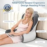 Reading Pillow for Sitting in Bed, 22”H Bed Rest Pillows with Arms, Back Pillows for Sitting Up, Ergonomic Lumbar Support Cushion for Reclining, Gaming, Work, Resting, Watching TV, (Grey&Darkgrey)