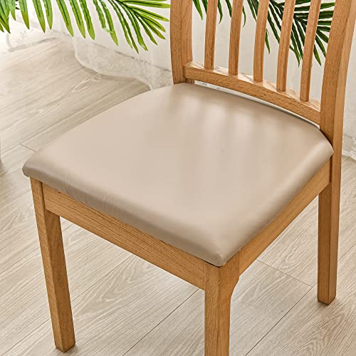 FANSU Dining Chair Seat Covers Set of 6, Pu Leather Waterproof Chair Seat Covers with Ties for Dining Room - Image 2