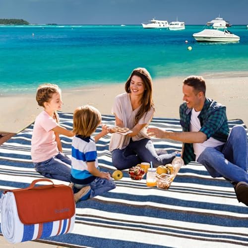 scuddles Extra Large Picnic Blanket 80 x 80 Inch, Waterproof Outd...