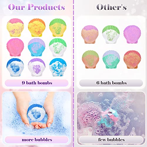 Tacobear Mermaid Bath Bombs for Kids with Surprise Toys Inside, 9 Pack Oversized Shell Organic Natural Bath Bomb with Toys Inside & Jewelry Set, Christmas Birthday Gifts Little Mermaid Toys for Girls - Thumbnail 6