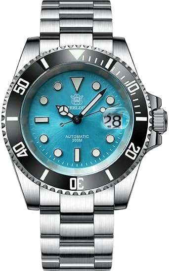 London Craftwork Steeldive 41mm Ceramic Bezel Waterproof NH35 Movement SD1953, Turquoise/Black 3 link steel bracelet, Dive Watch