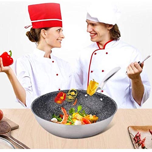 pokrywą Wok ze stali nierdzewnej Patelnia z powłoką nieprzywierającą Pełnoekranowa konstrukcja o strukturze plastra miodu Bez czarnego lakieru Bez powłoki Patelnia do smażenia ze stali nierdzewnej