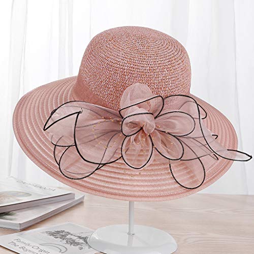 Chapeau de plage grand bord contre le soleil avec fleur en soie élégante