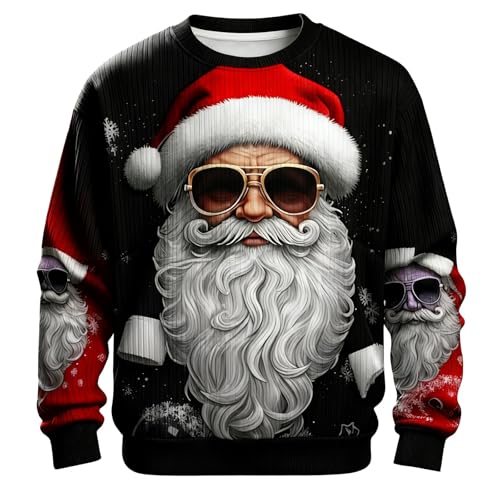 Sweat-shirt pour homme hivernal basique sans motif de Noël et chaud