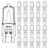 Fulighture G9 Halogen Leuchtmittel, 20 Stück 40W 230V G9 Halogenlampen, 3000K Warmweiß Dimmbar, G9 Halogen Glühbirnen für Backofenlampe Mikrowellen Herd Deckenleuchten
