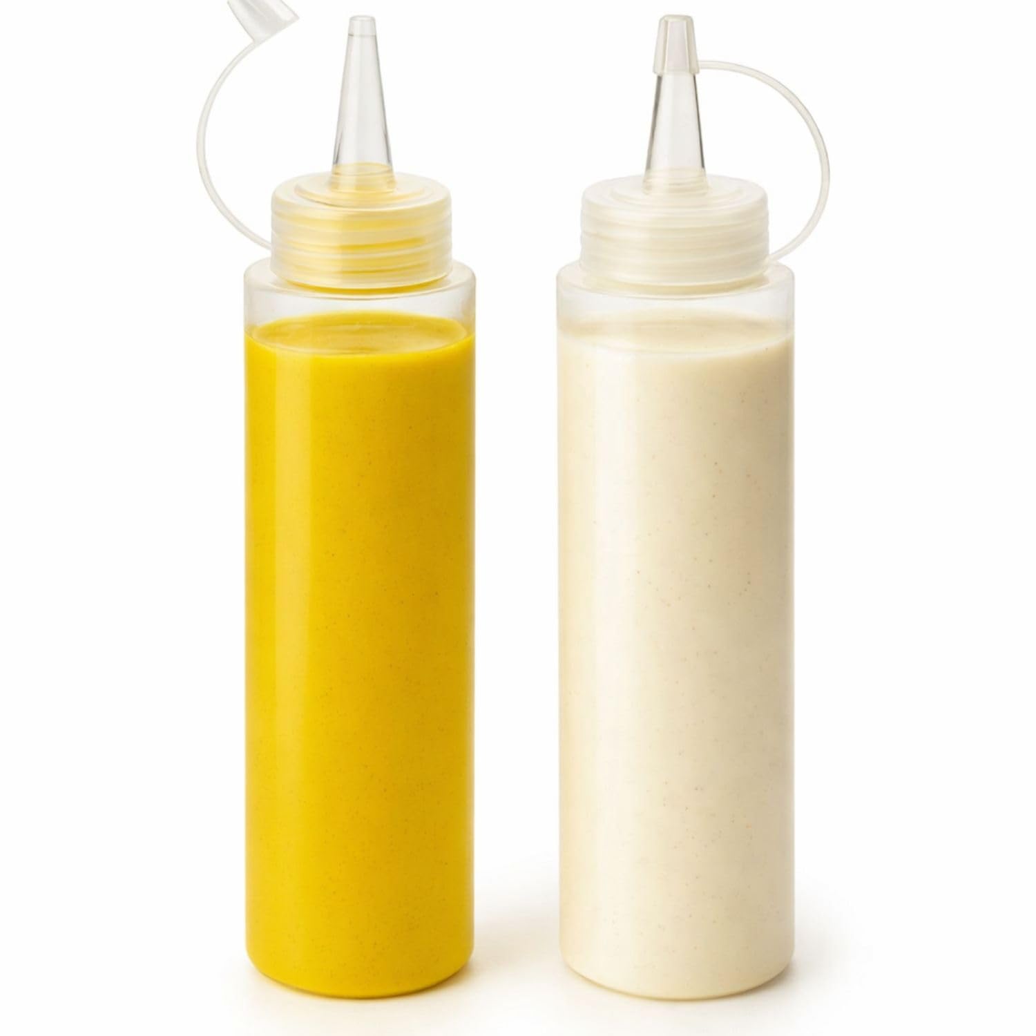 Plastic Squeeze Bottle Ketchup Mustard Honey Oil Sauce Dispenser Bottle, White, 400Ml (2 Pcs, white)-image-1