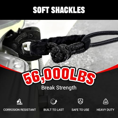Image of BARTOO 2PCS Soft Shackles 1 /2 Inch x 22 Inch - 56,000LBS Break Strength