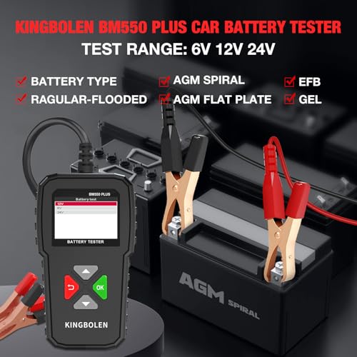 Kingbolen BM550 Plus Autobatterietester für 6V, 12V und 24V Batterien
