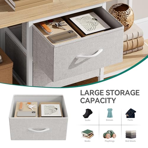 YITAHOME TV Stand, TV Cabinet up to 47 Inch, TV Unit with 2 Fabric Drawers and 2 Open Shelves, 110 x 30 x 50cm Chest of Drawers for Living Room, Entertainment Room, Bedroom Furniture, Steel Frame - Image 3